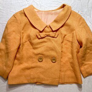 Vintage Mustard Cropped Jacket with Bow